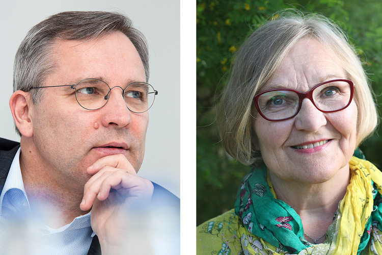 Mikael Pentikäinen ja Saara Kinnunen, illan keskustelijat